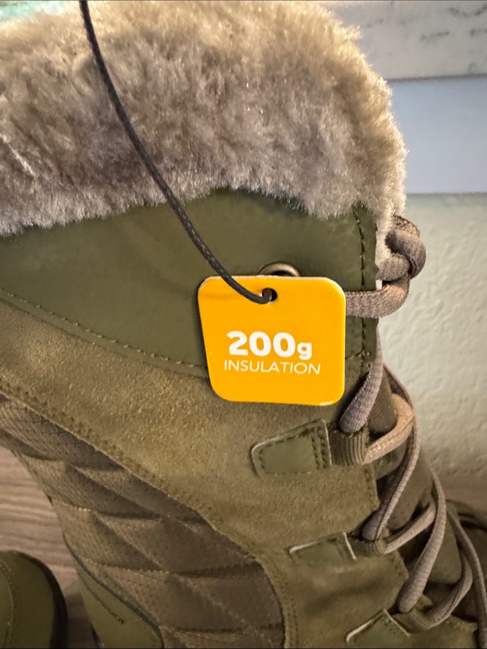Columbia (RET $80) Olive Green Lace-Up Winter Boots with Faux Fur, Womens 11 - Picture 10 of 10